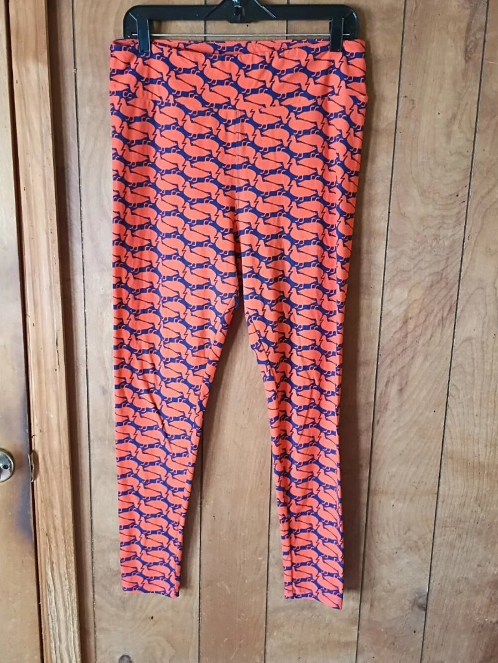 LuLaRoe Tall & Curvy (TC) Leggings One Size Orange Duck Print Polyester Spandex
